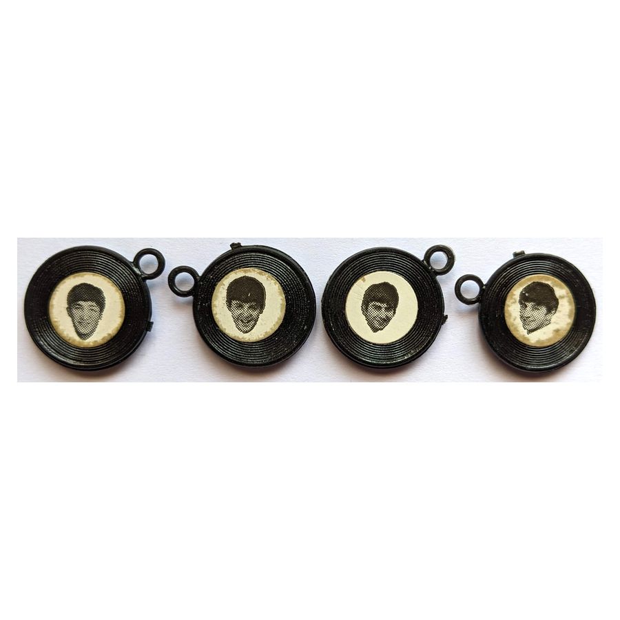 Beatles - Original 1960s USA Set Of 4 Collectable Vinyl Record Shaped Gumball Charms