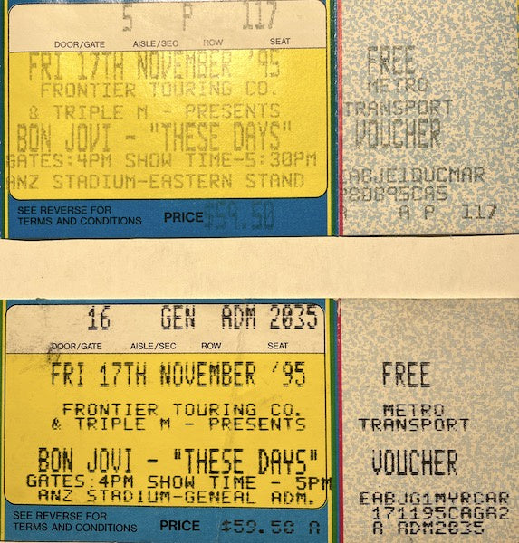 Bon Jovi - Full Concert Ticket - These Days Tour Australia