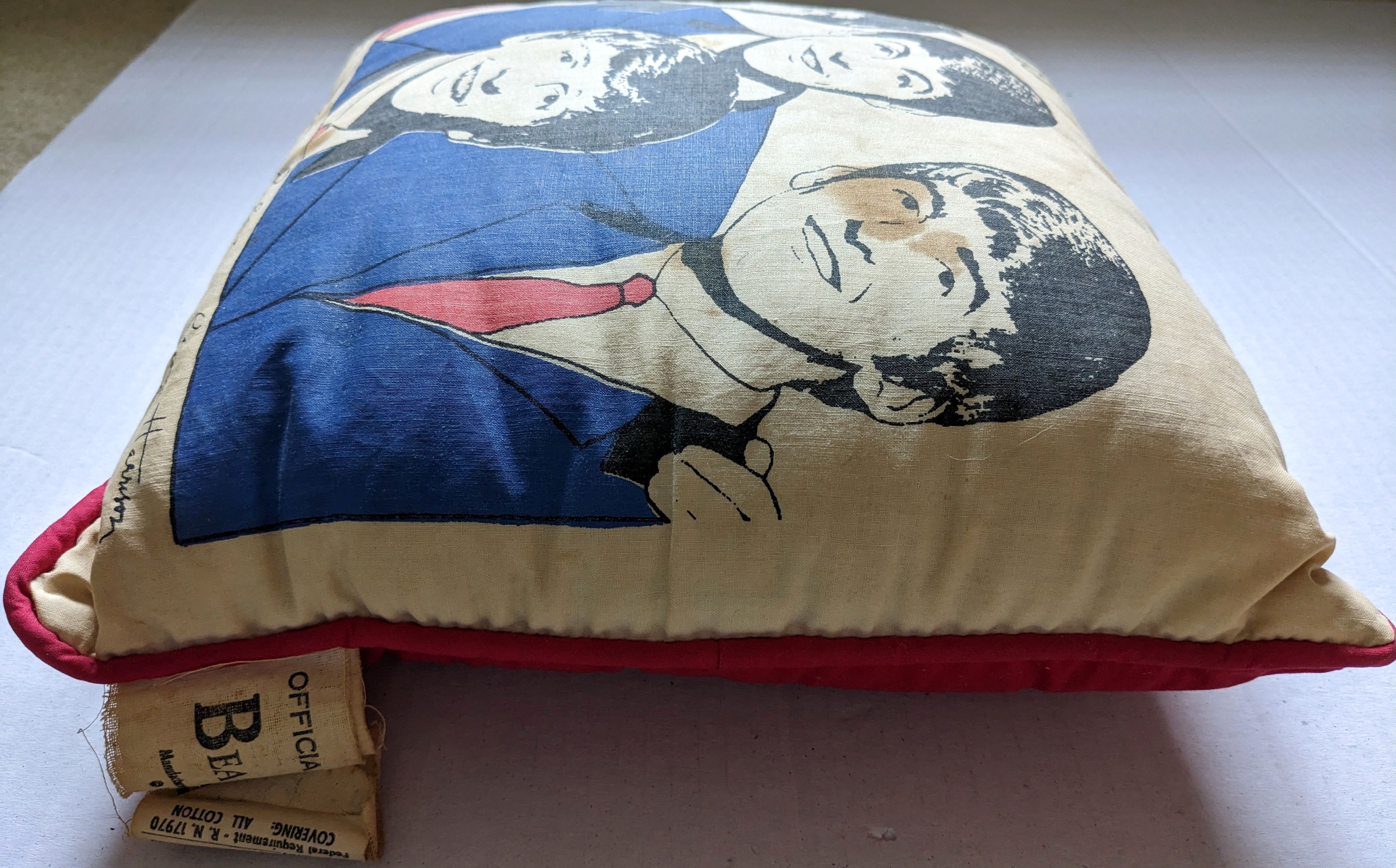 Beatles - Original 1964 Nordic House Pillow With Red Back & Two Tags