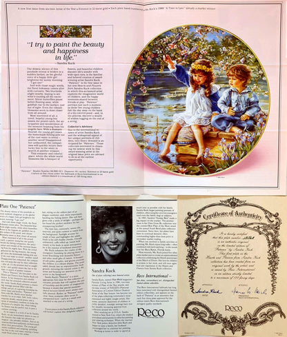 Sandra Kuck - Vintage 1991 Reco Hearts & Flowers Patience Plate #13156A + COA (No Box)