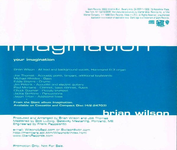 Brian Wilson (Beach Boys) - Your Imagination PROMO CD
