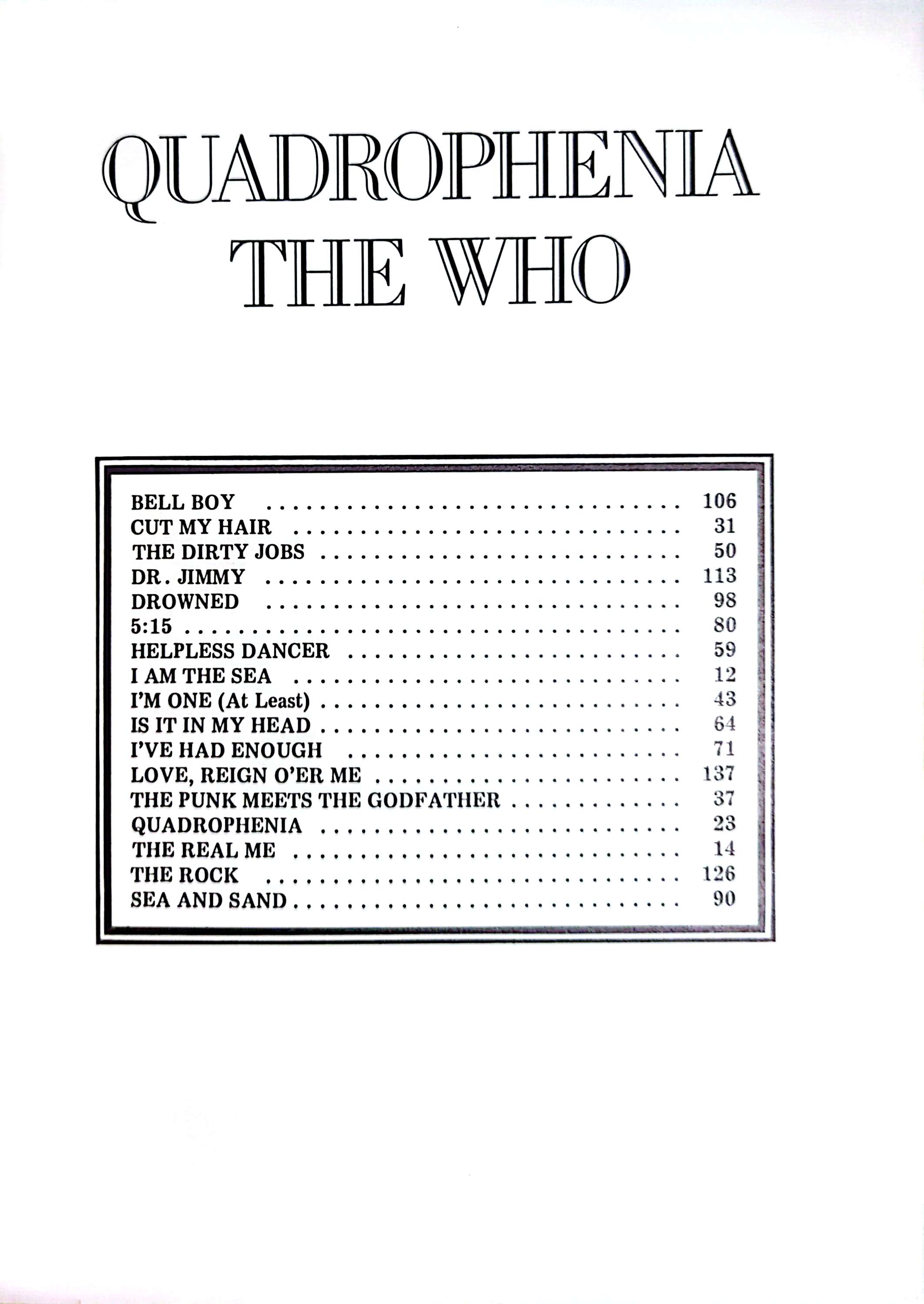 Who - Quadrophenia Tablature Sheet Music Songbook