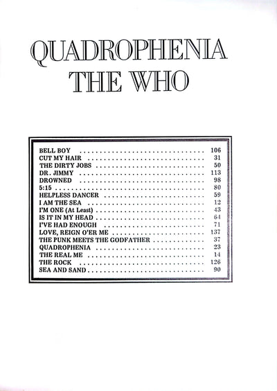 Who - Quadrophenia Tablature Sheet Music Songbook