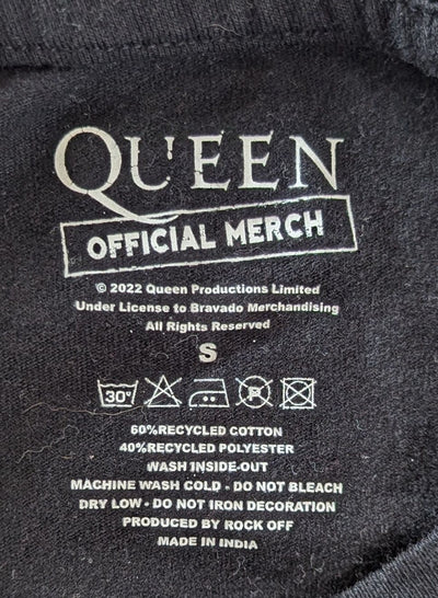 Queen - Vintage Crest Diamante T-Shirt  Black Ladies Size S