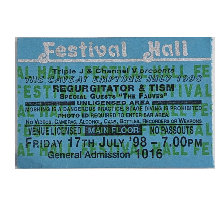 Regurgitator and TISM - 1998 Tour Original Vintage Concert Ticket