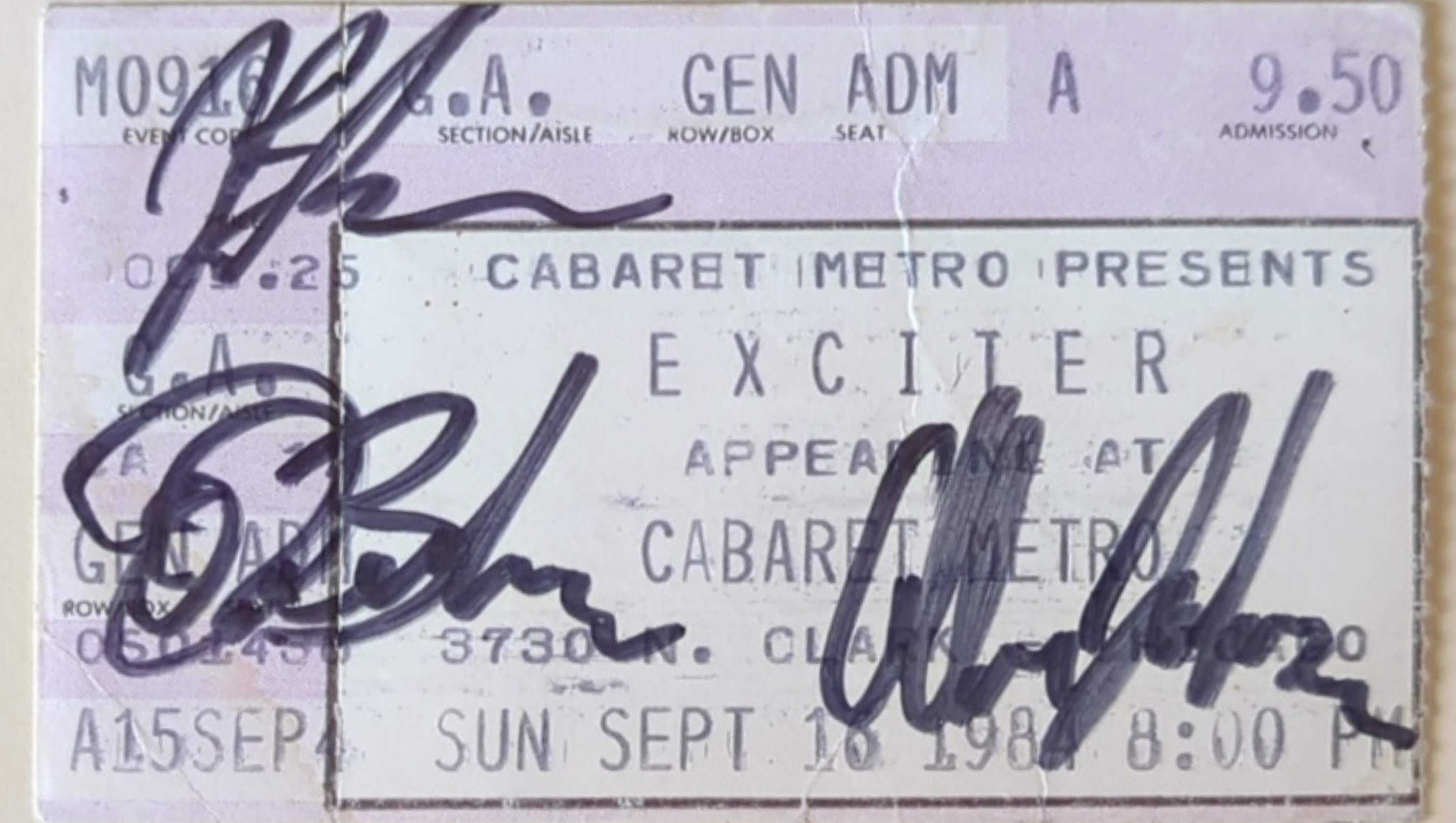 Exciter - 1984 Original Vintage Concert Ticket