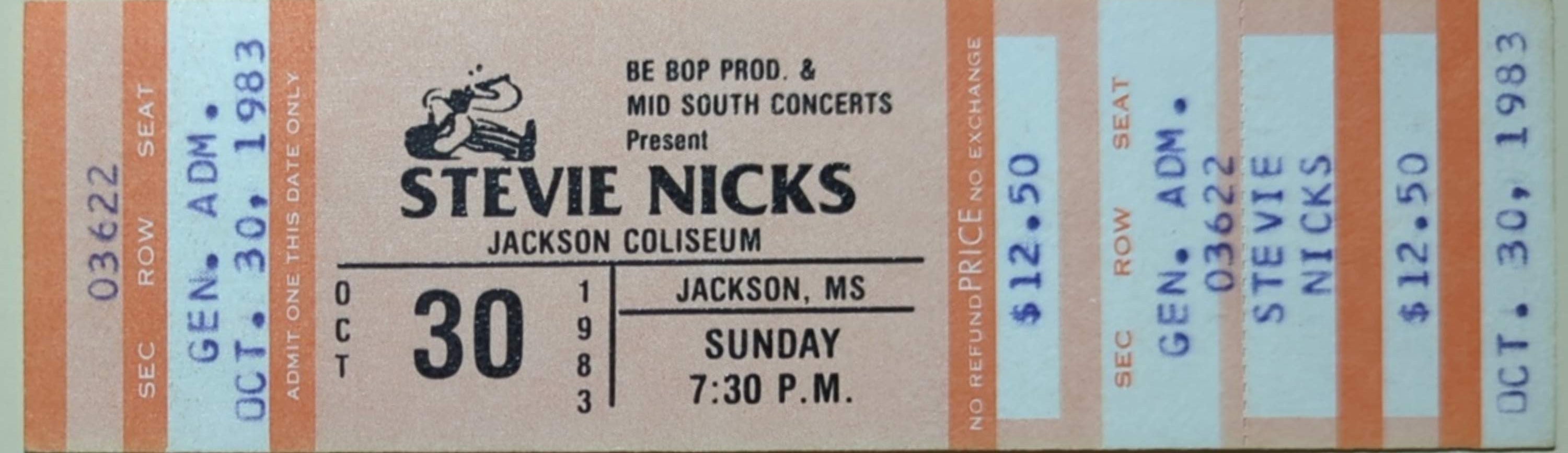 Stevie Nicks - 1983 Original Vintage Concert Ticket GA 03622