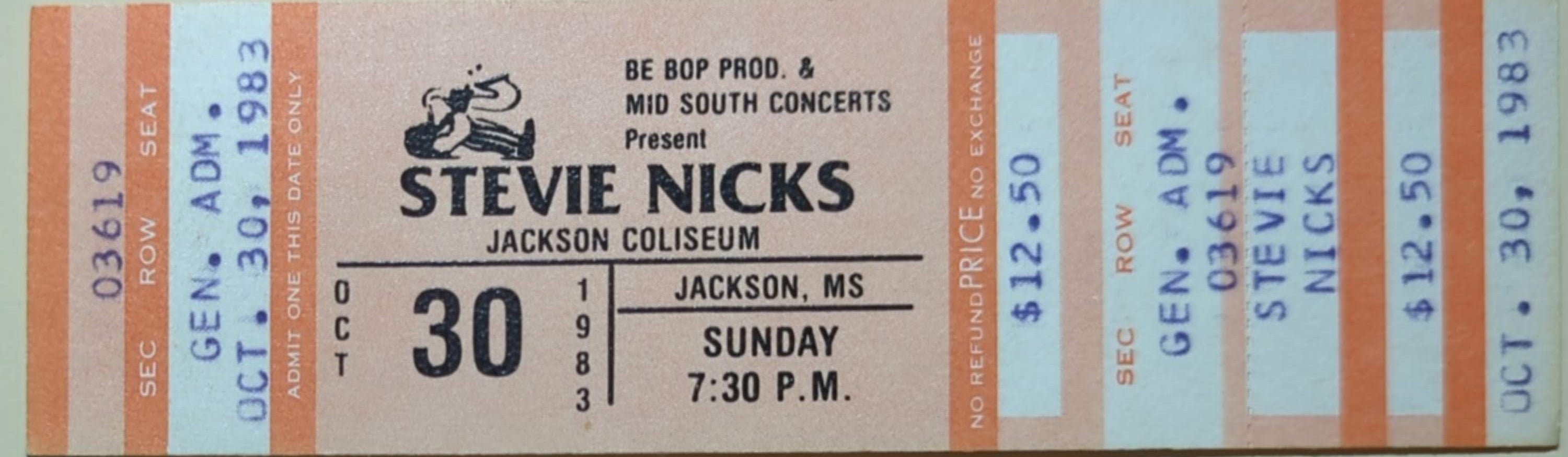 Stevie Nicks - 1983 Original Vintage Concert Ticket GA 03619