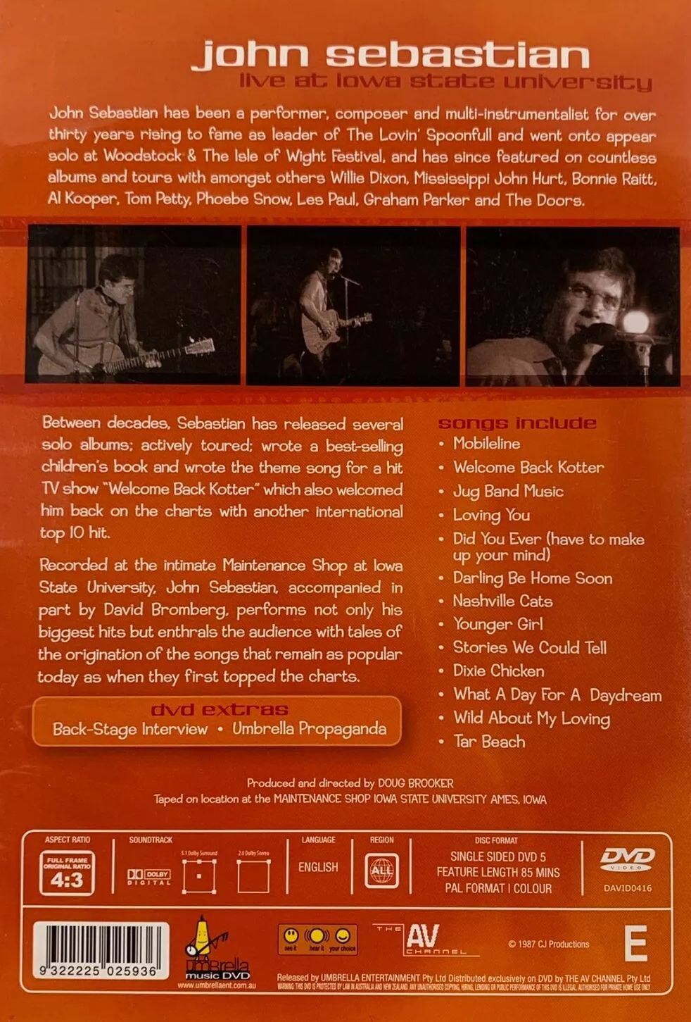 John Sebastian – Live At Iowa State University DVD (Used)