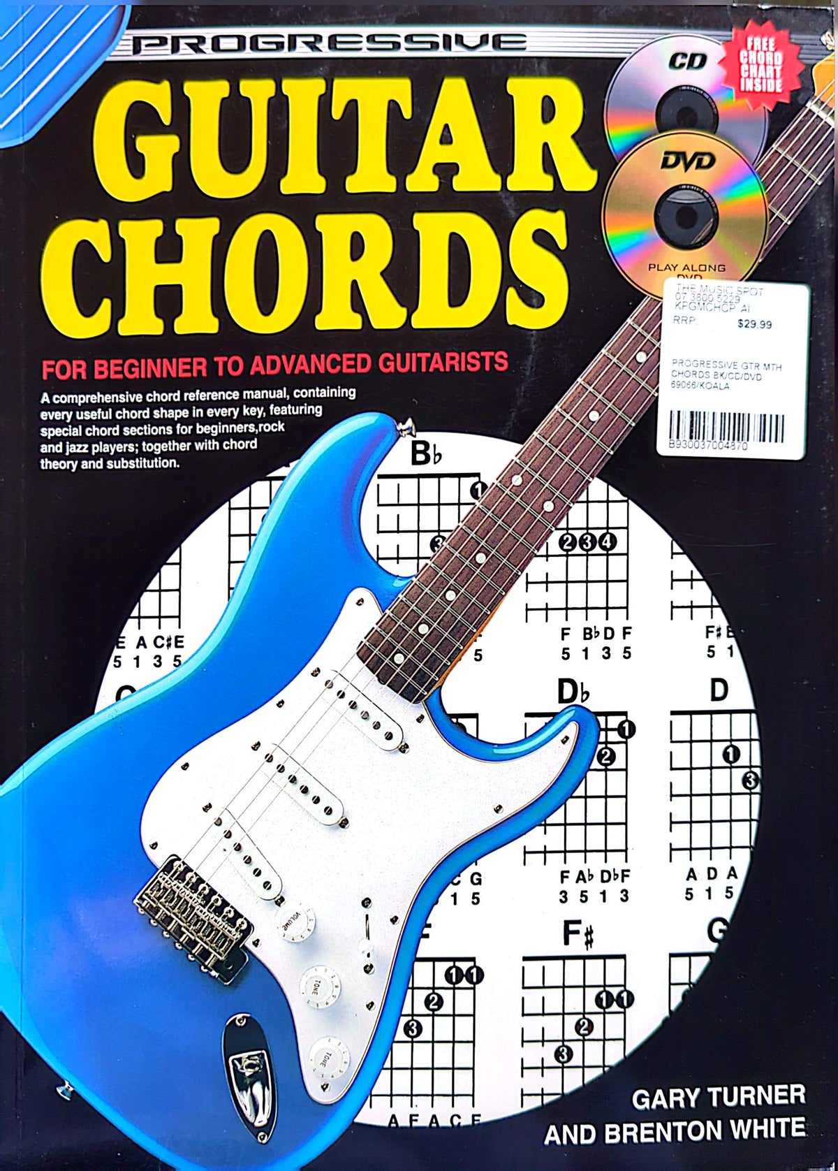 Progressive Guitar Chords By Gary Turner & Brenton White Softcover Book + CD + DVD + Poster (2011)