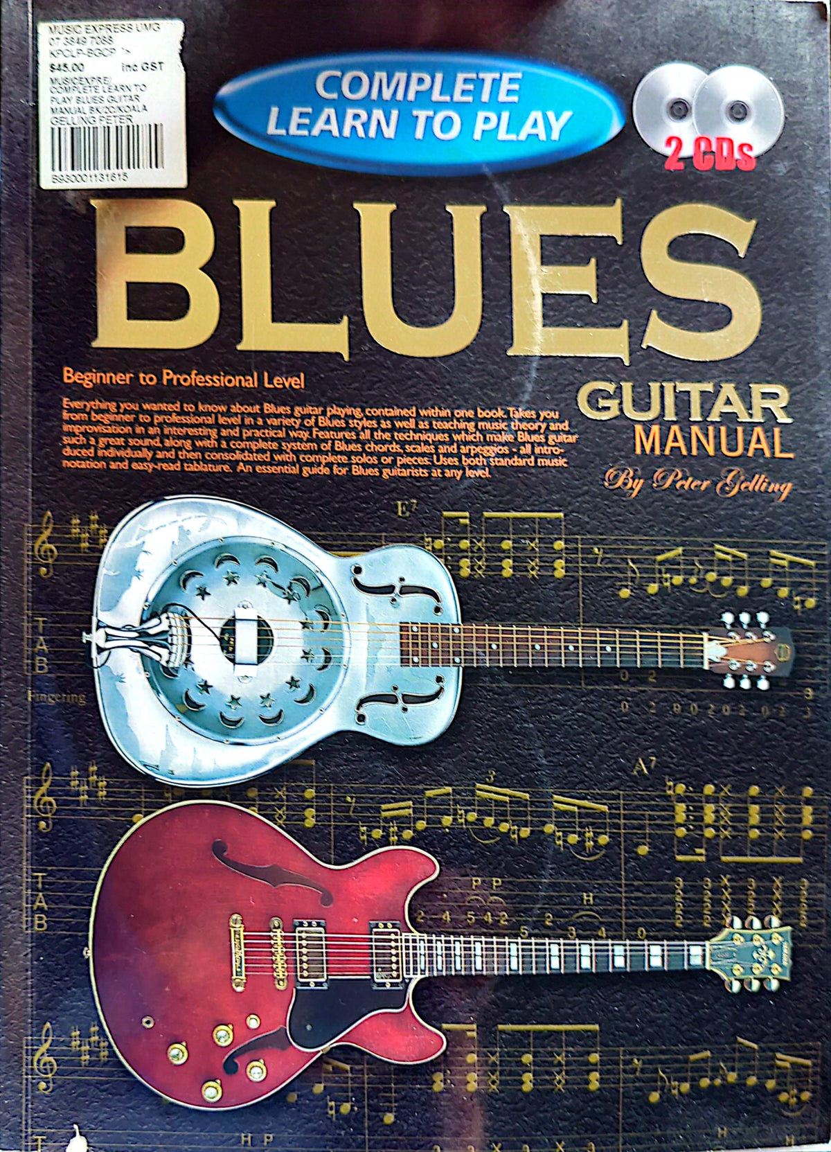 Progressive Complete Learn To Play Blues Guitar Manual Book + 2 CDs
