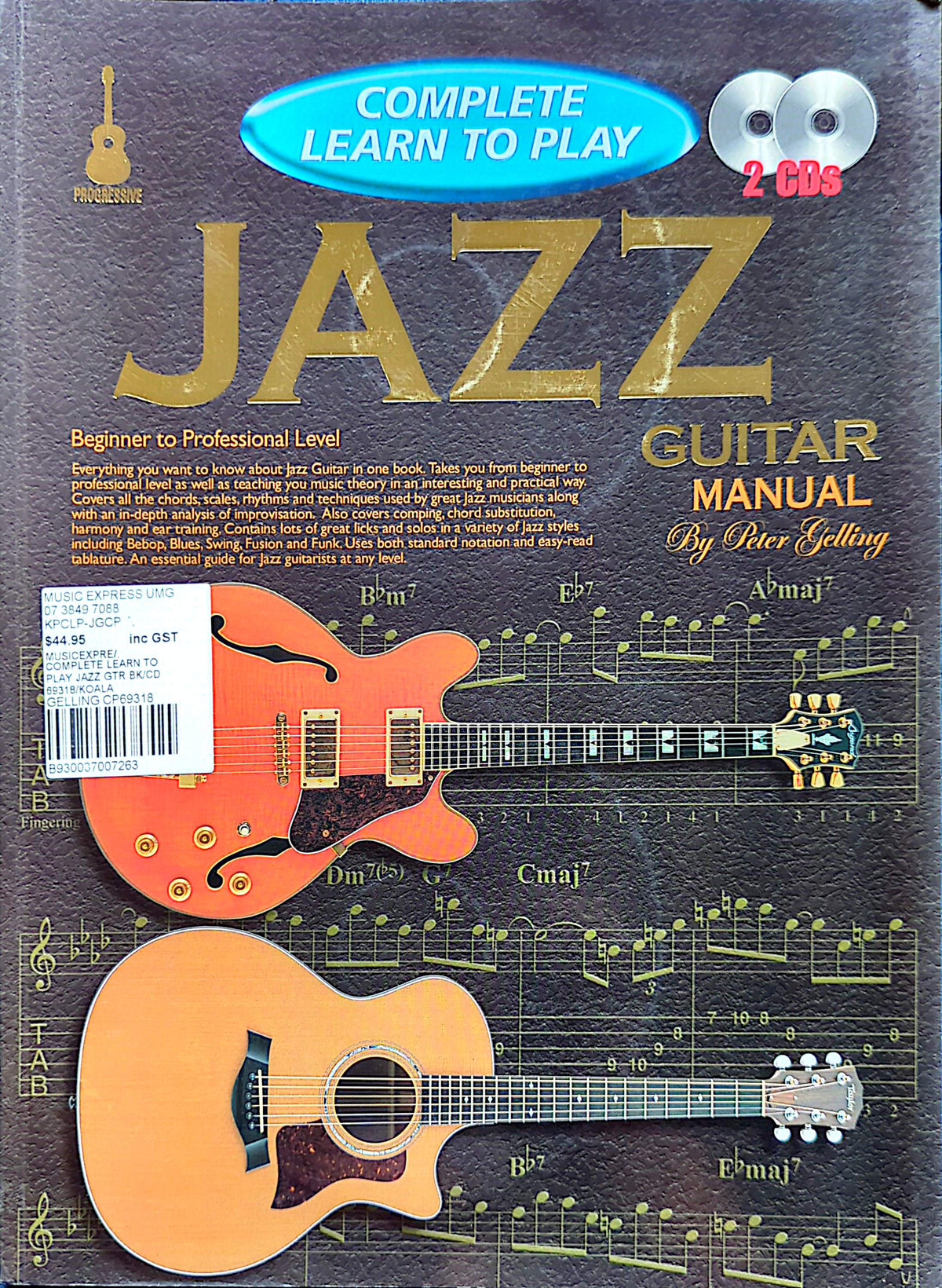 Progressive Complete Learn To Play Jazz Guitar Manual By Peter Gelling Book + 2 CDs