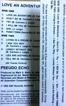 Pseudo Echo - Love An Adventure Cassette (inc Funky Town)