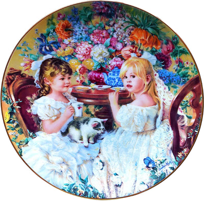 Sandra Kuck - Vintage 1991 Reco Hearts & Flowers Tea Party Plate #2868R + COA (No Box)