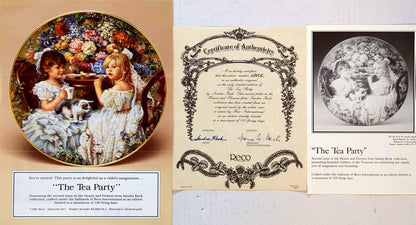 Sandra Kuck - Vintage 1991 Reco Hearts & Flowers Tea Party Plate #2868R + COA (No Box)