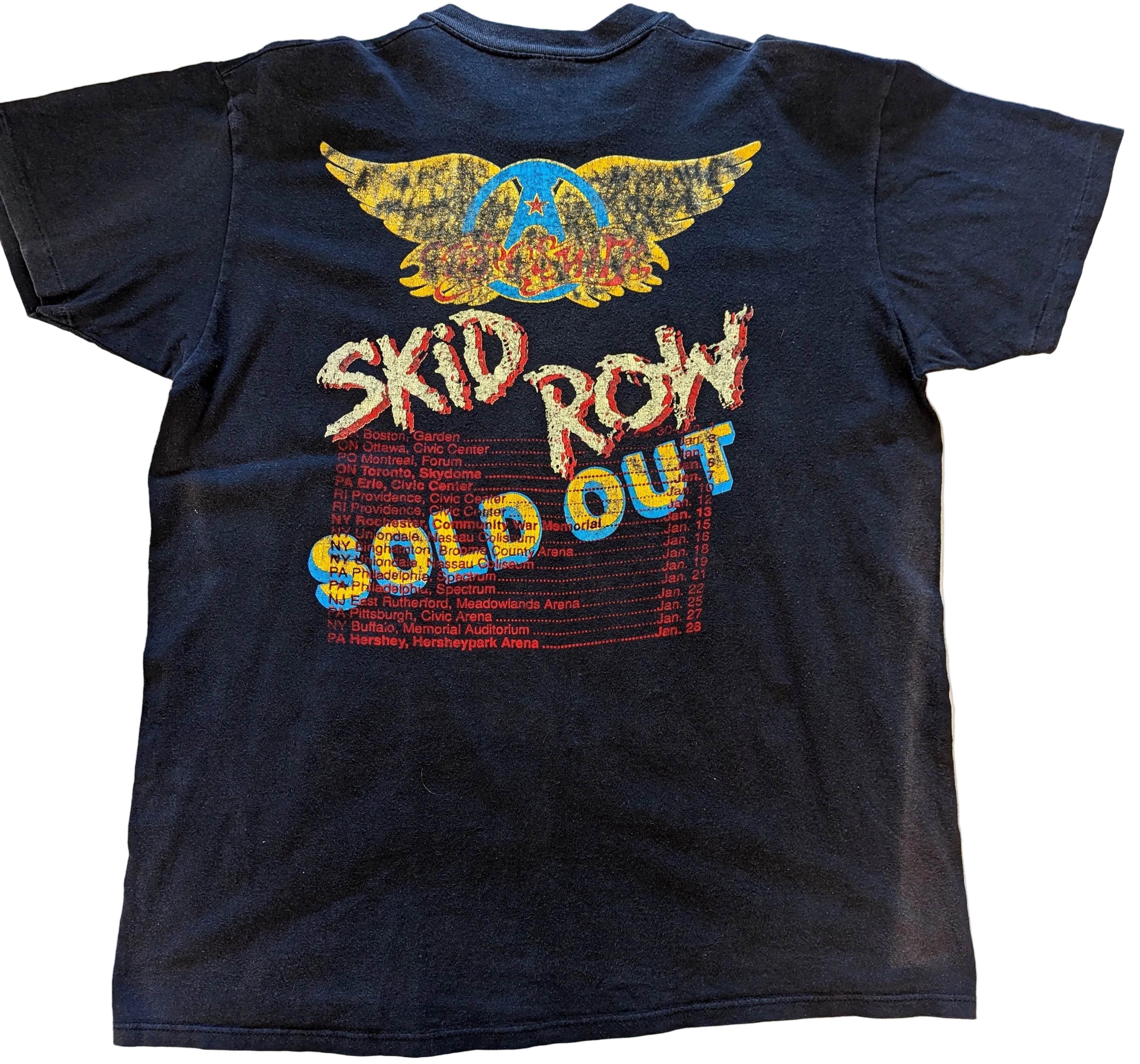 Aerosmith - Live In Concert 1990 With Skid Row Original Vintage US Concert T-Shirt Black Size XL