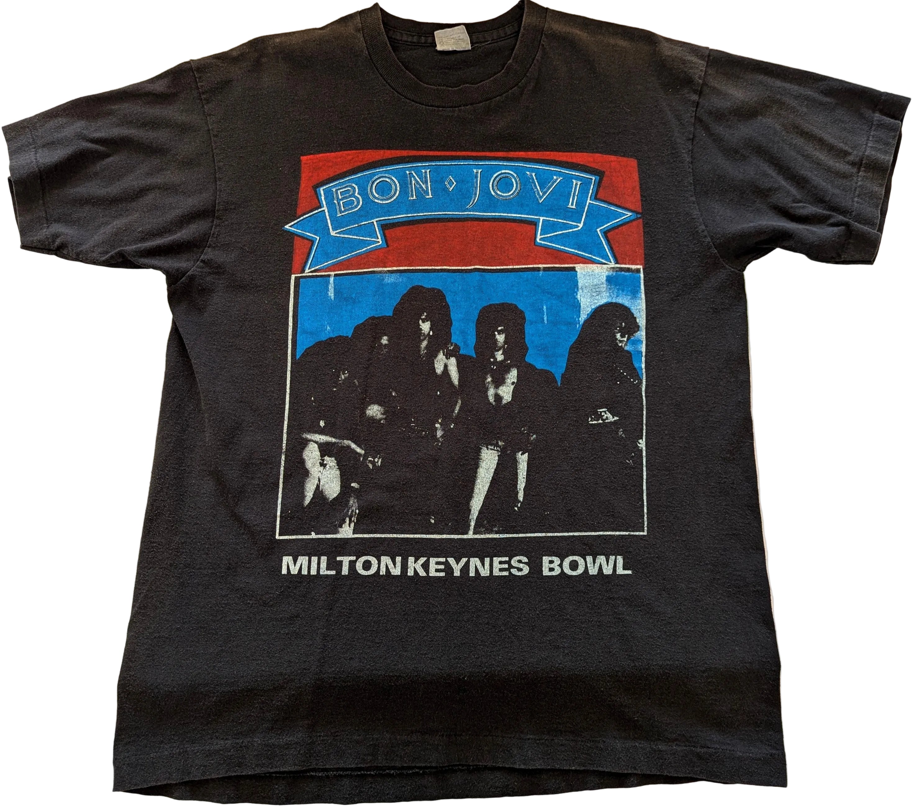 Bon Jovi - UK Tour 1989 + Europe + Skid Row + Vixen Original Vintage Concert T-Shirt Black Size XL