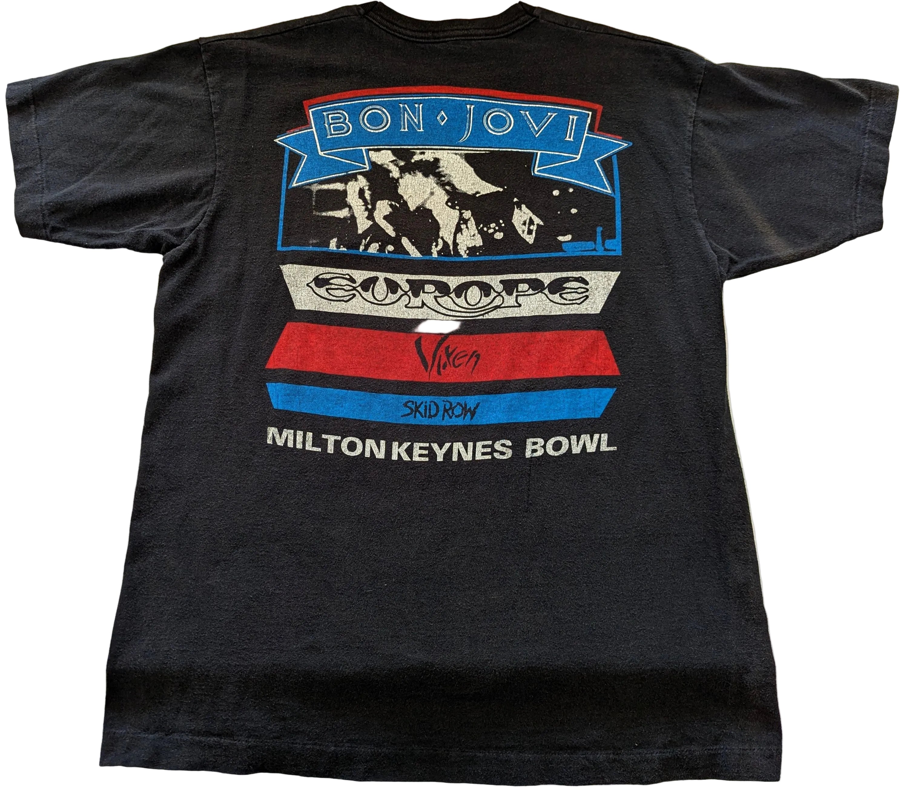 Bon Jovi - UK Tour 1989 + Europe + Skid Row + Vixen Original Vintage Concert T-Shirt Black Size XL