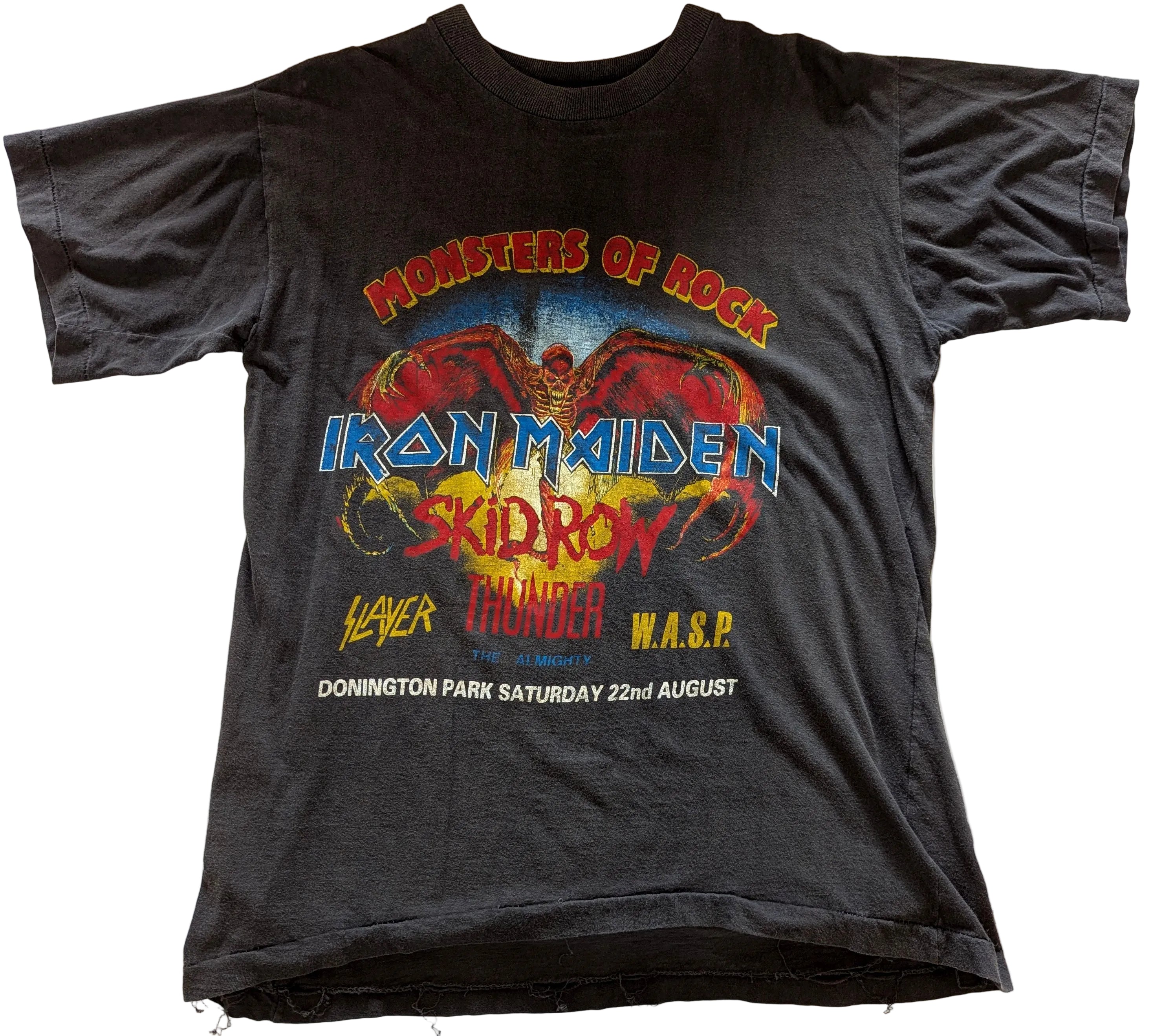 Monsters of Rock - 1992 Original Vintage Concert T-Shirt Black Size L + Iron Maiden, Skid Row, Slayer, WASP, Thunder