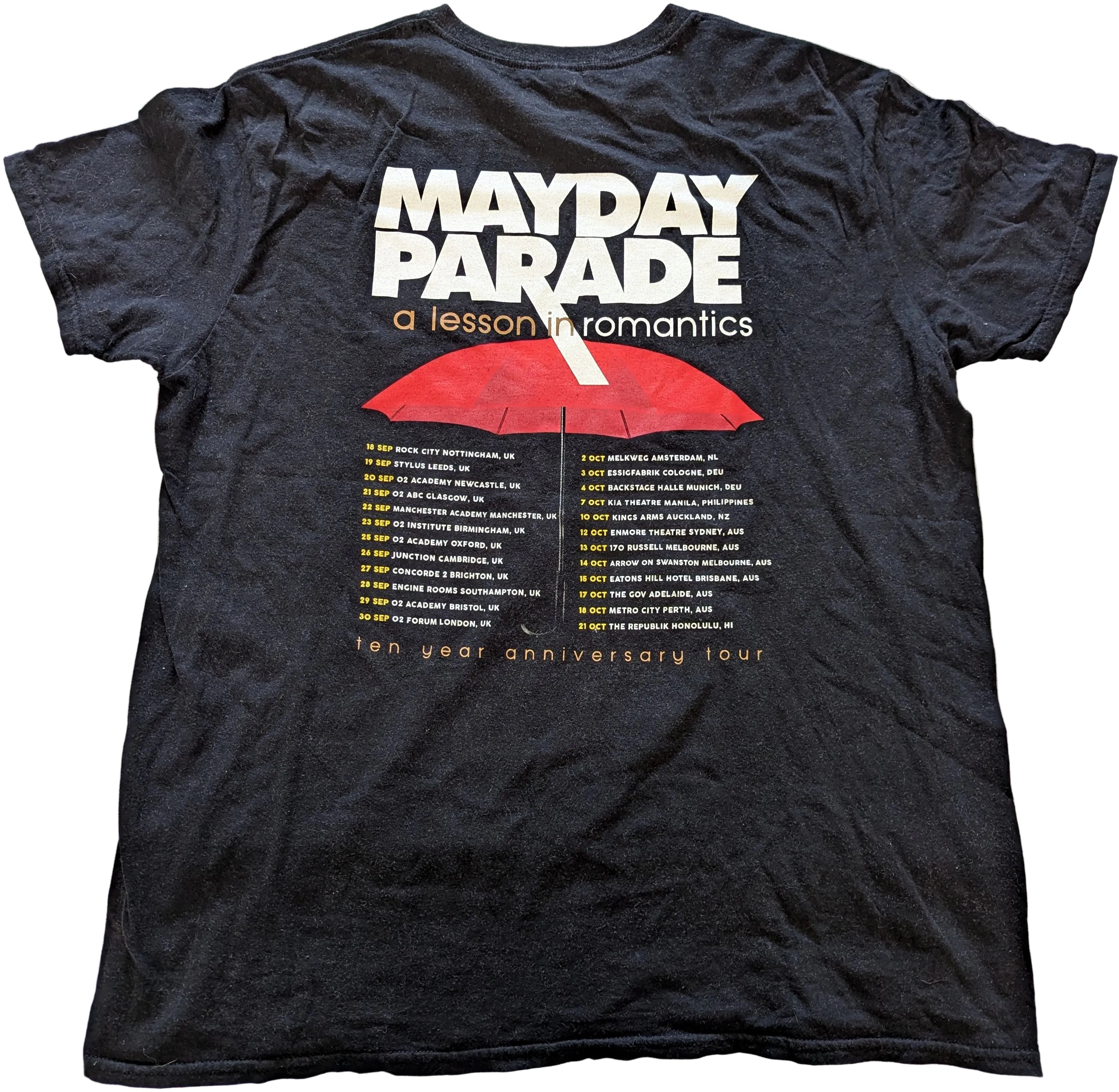 Mayday Parade - A Lesson In Romantics 10 Year Anniversary Tour 2017 Original Vintage Concert T-Shirt Black Size XL