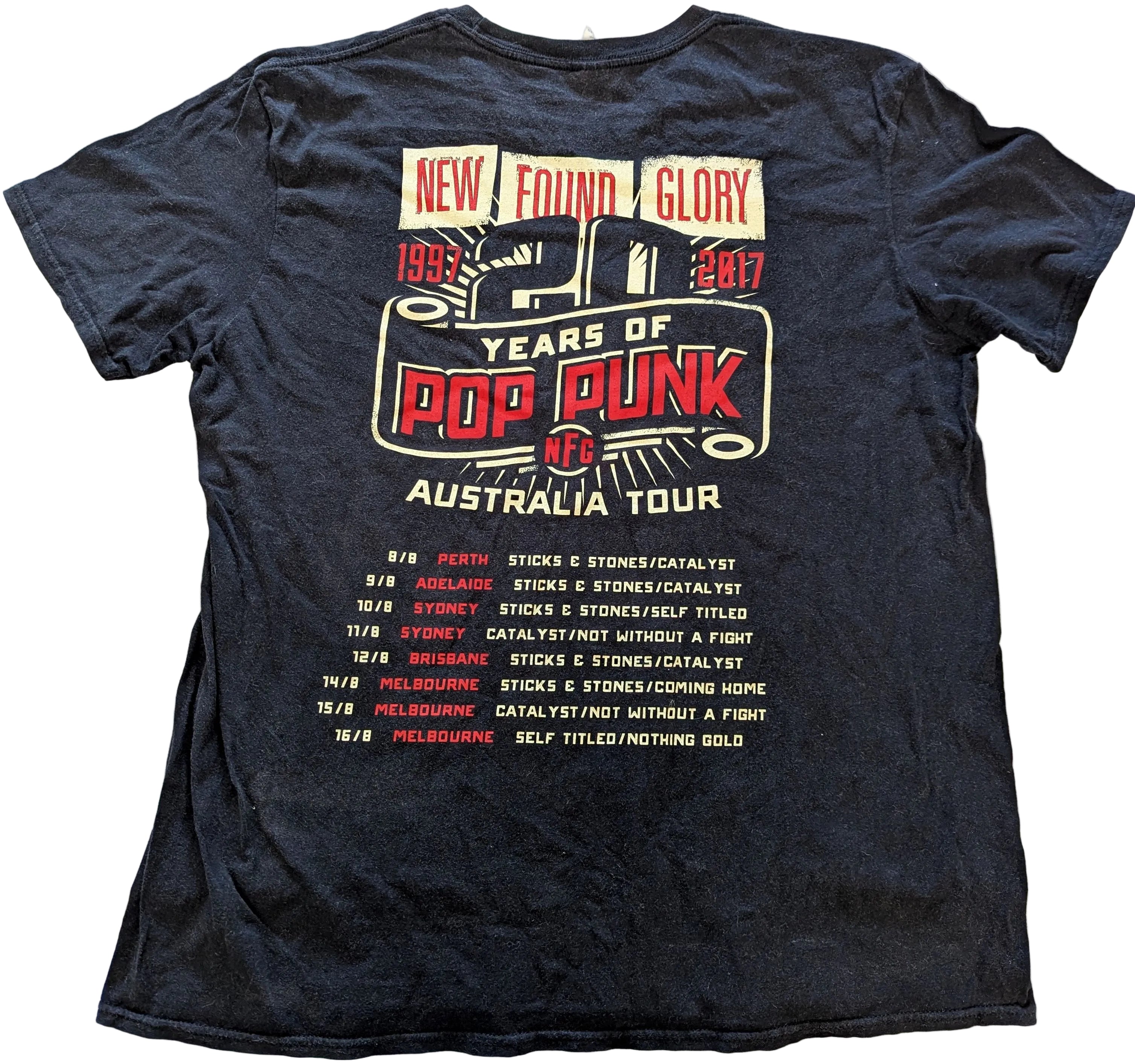 New Found Glory - 20 Years Of Pop Punk Australia Tour 2017 Original Vintage Concert T-Shirt Black Size XL