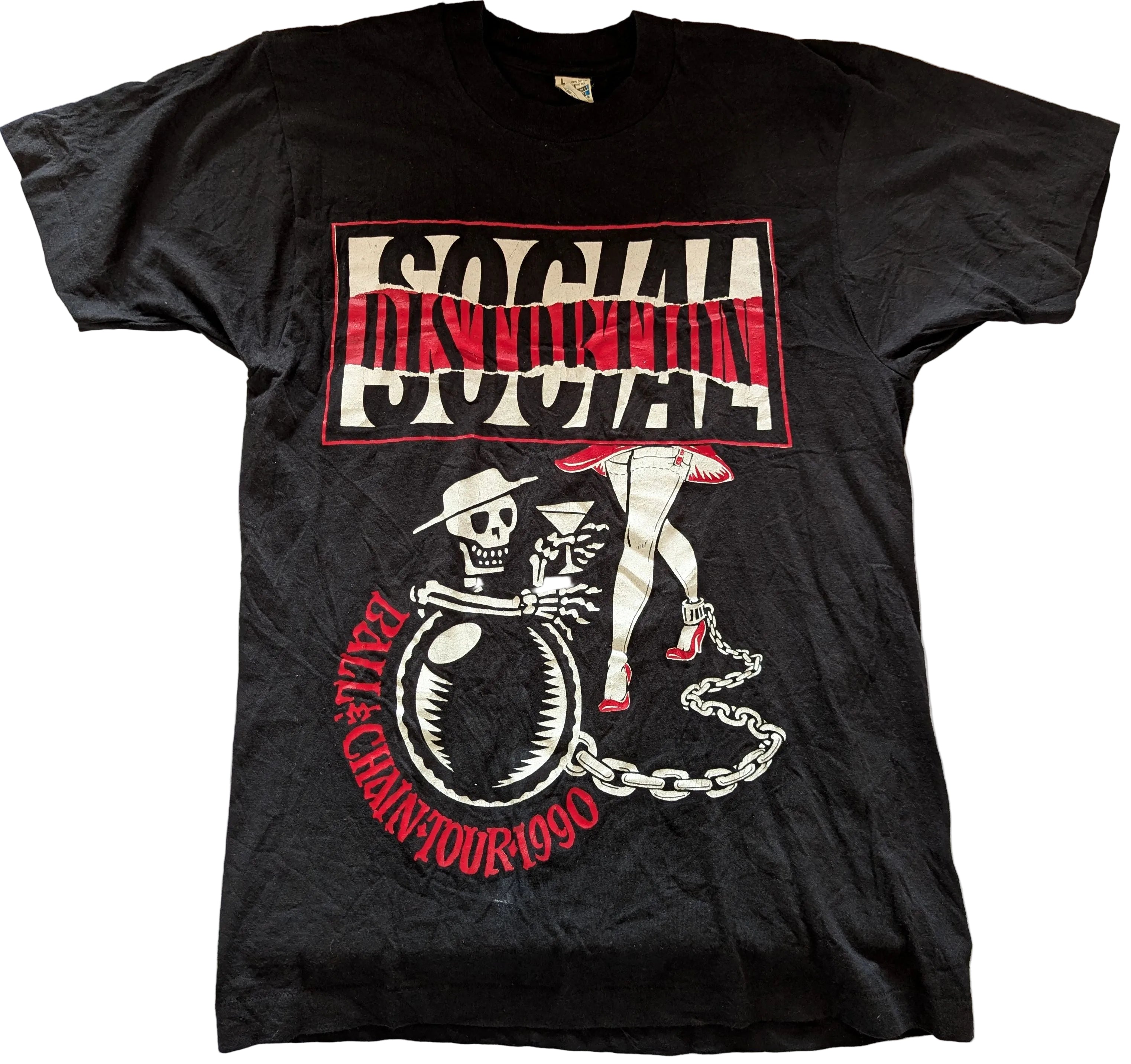 Social Distortion - Ball & Chain Tour 1990 Original Vintage Concert T-Shirt Black Size L