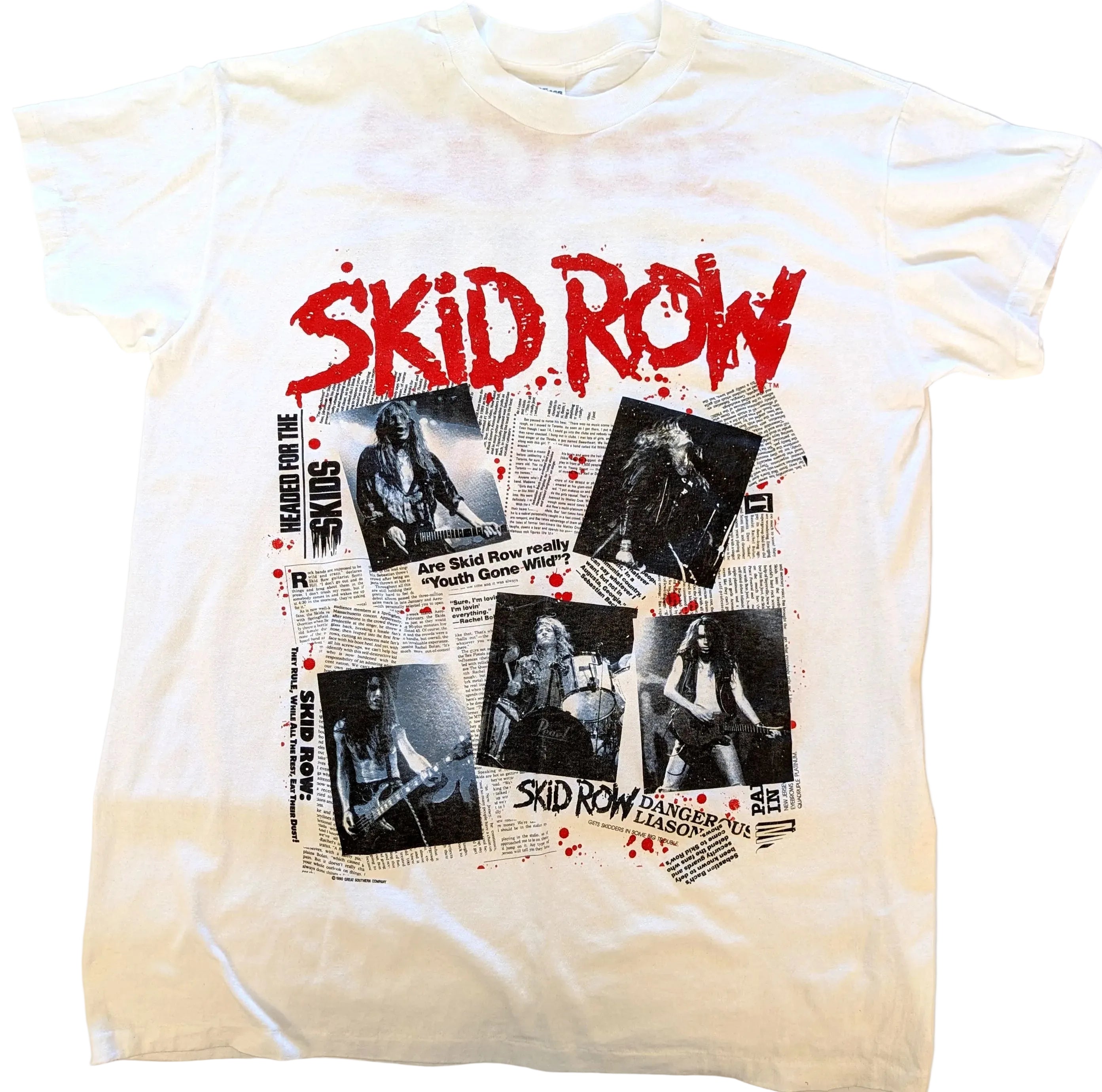 Skid Row - 300 Gigs F*@k You 1988/89 Original Vintage Concert T-Shirt White Size OSFA (XXL)