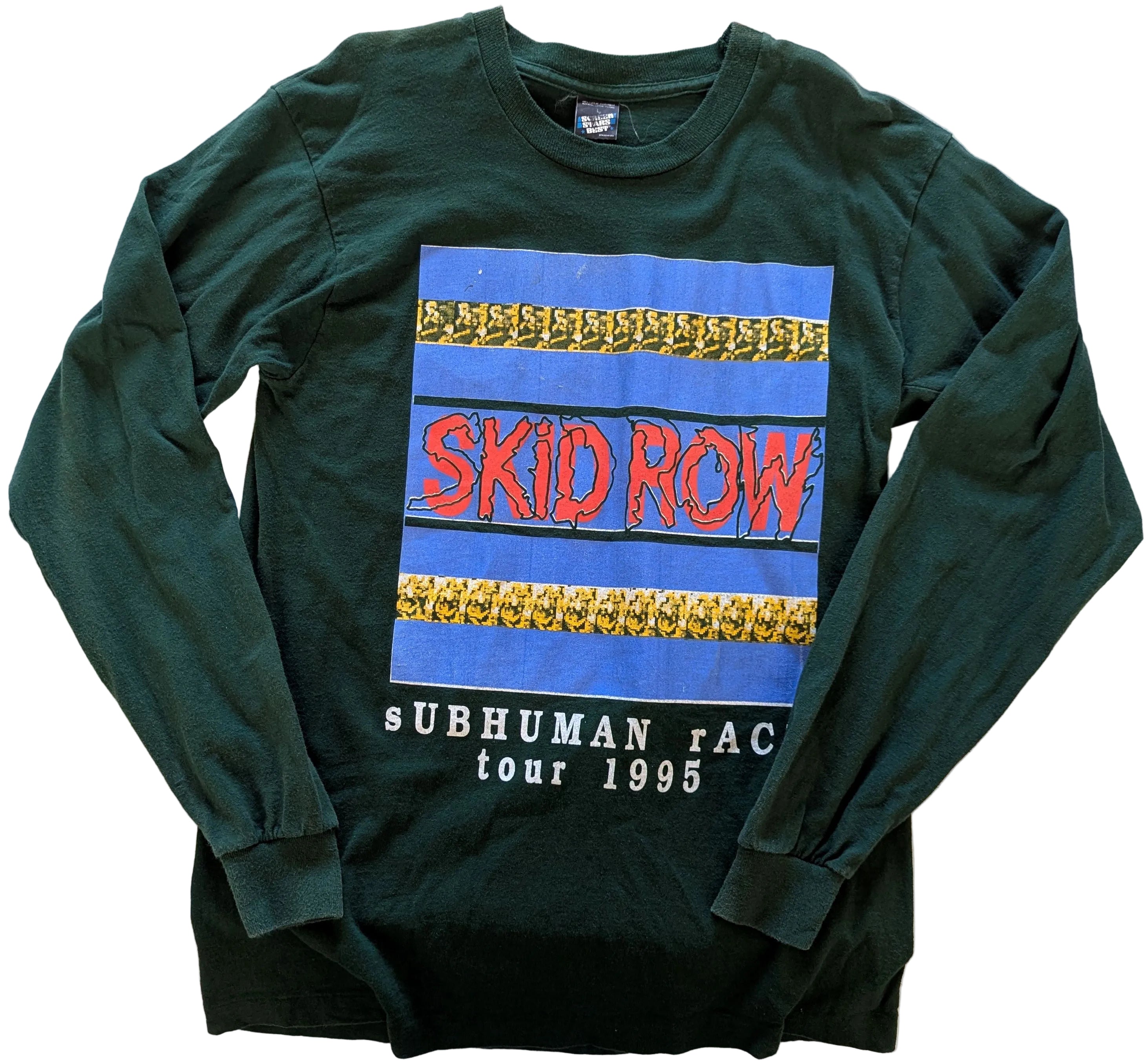 Skid Row - Subhuman Race Tour 1995 Original Vintage Concert Long Sleeve Shirt Green Size L