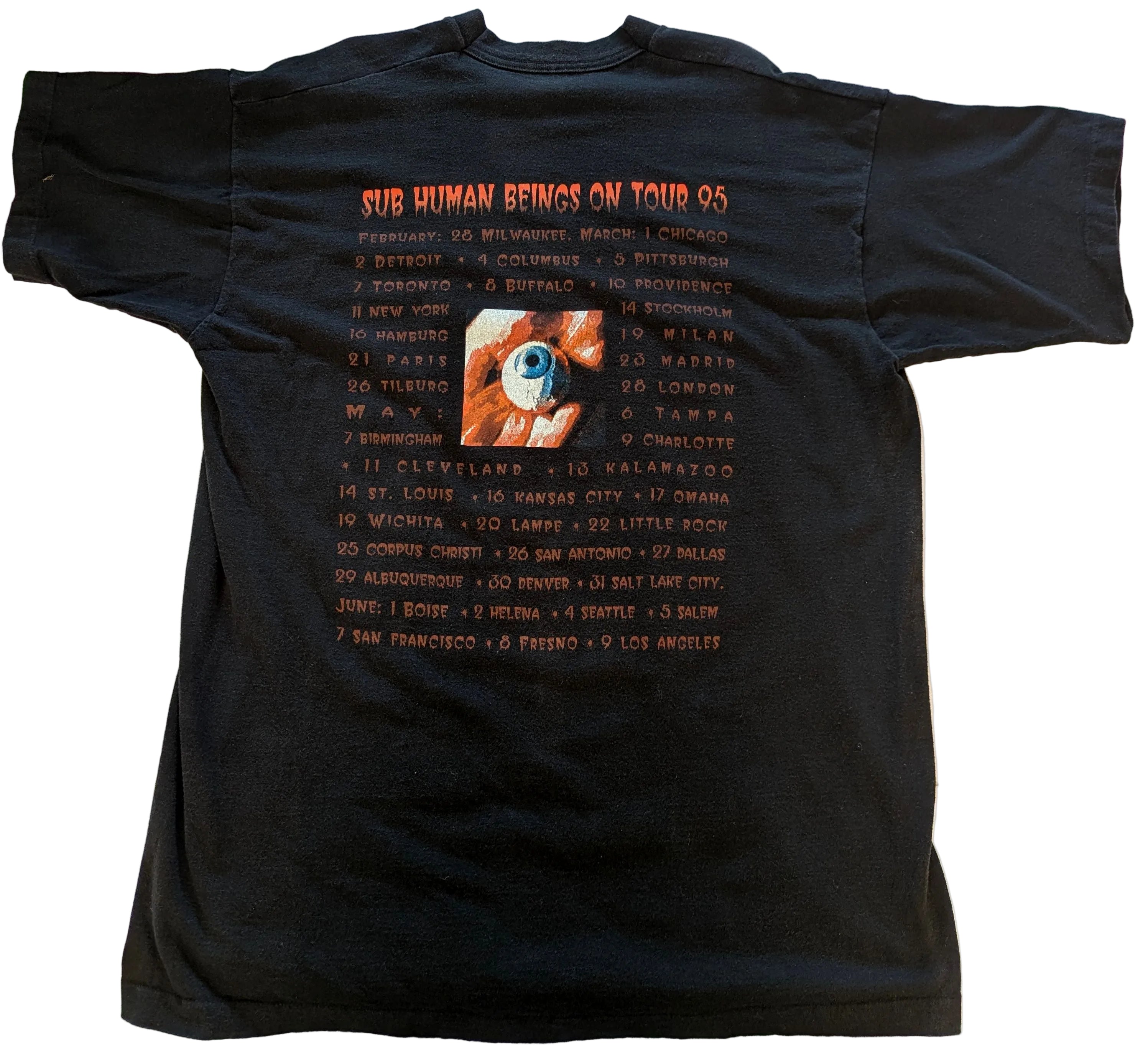 Skid Row - Sub Human Beings On Tour 1995 Original Vintage Concert T-Shirt Black Size XL