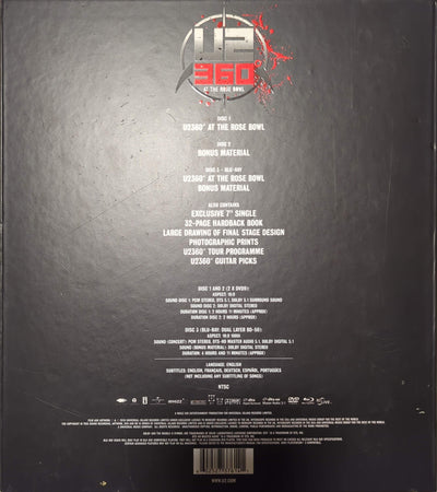 U2 - U2360° At The Rose Bowl Limited Edition Super Deluxe Box Set Red Coloured 7" Vinyl Single Blu-Ray 2DVD Book (Used)