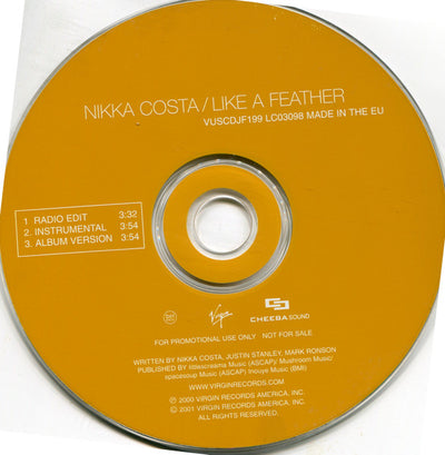 Nikka Costa – Like A Feather - Promo CD Single