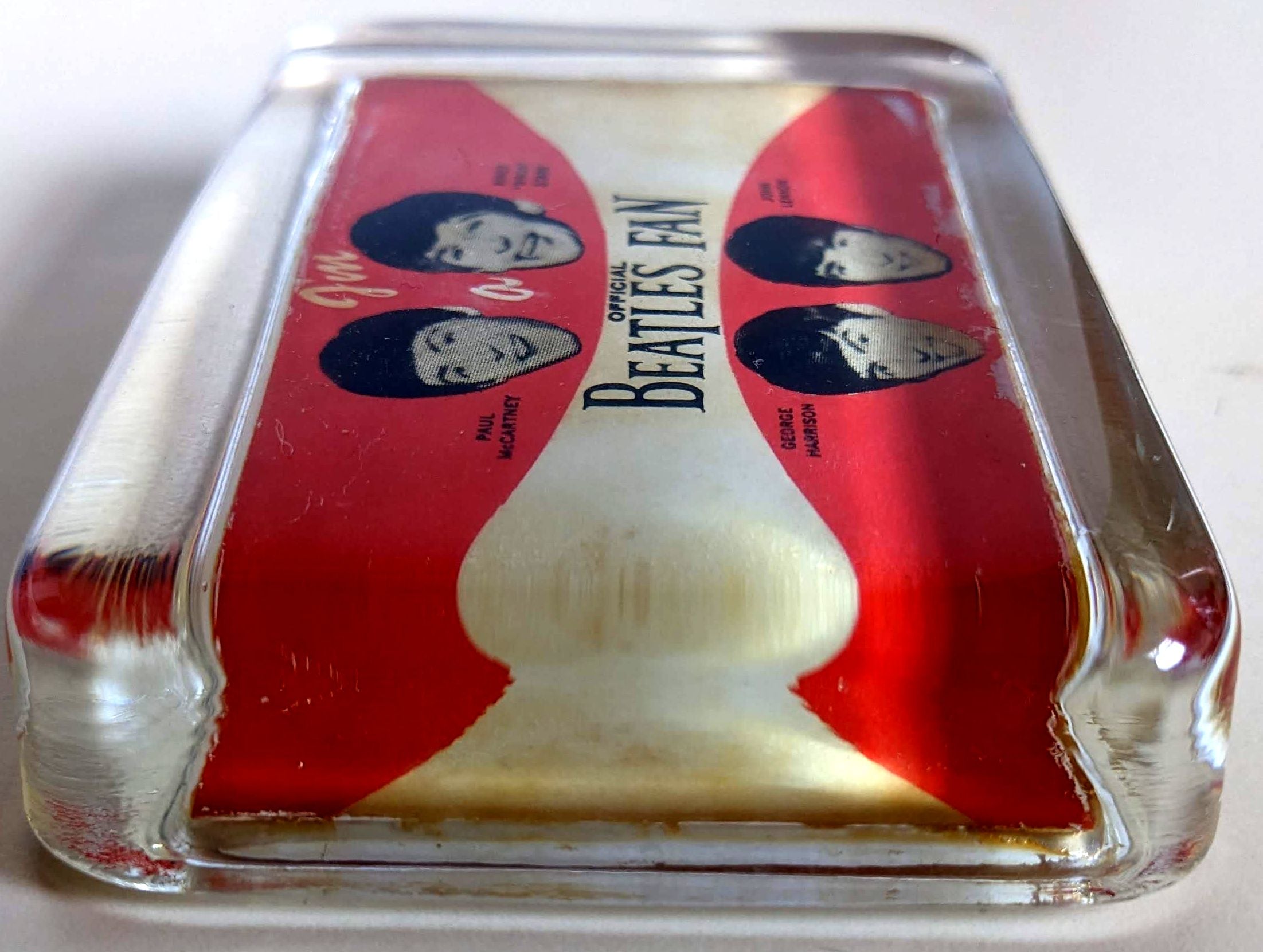 Beatles - Original 1960s I'm A Official Beatles Fan Glass Paperweight