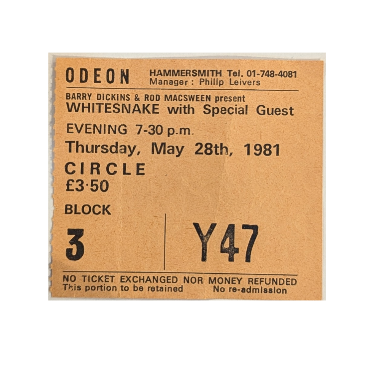 Whitesnake - Come An' Get It Tour 1981 Original Vintage Concert Ticket