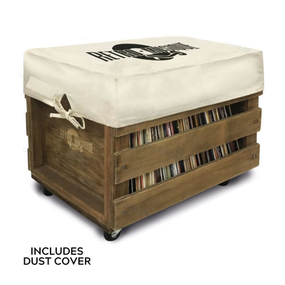 Retro Musique - Wooden Vinyl Record Storage Crate With Canvas Dustcover (Brown)