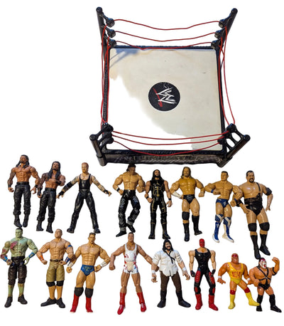 WWE - Vintage 2010 Mattel Wrestling Ring + 16 Action Figures